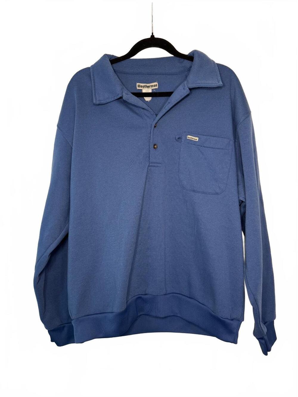 Vintage 1990s Weatherman Blue Collared Polo Sweatshirt Pullover Men’s Large